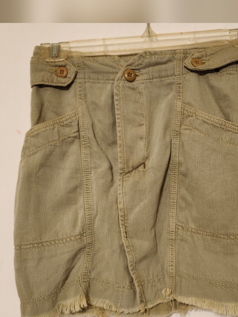Free People Frayed Hem Utility Mini Skirt - Olive